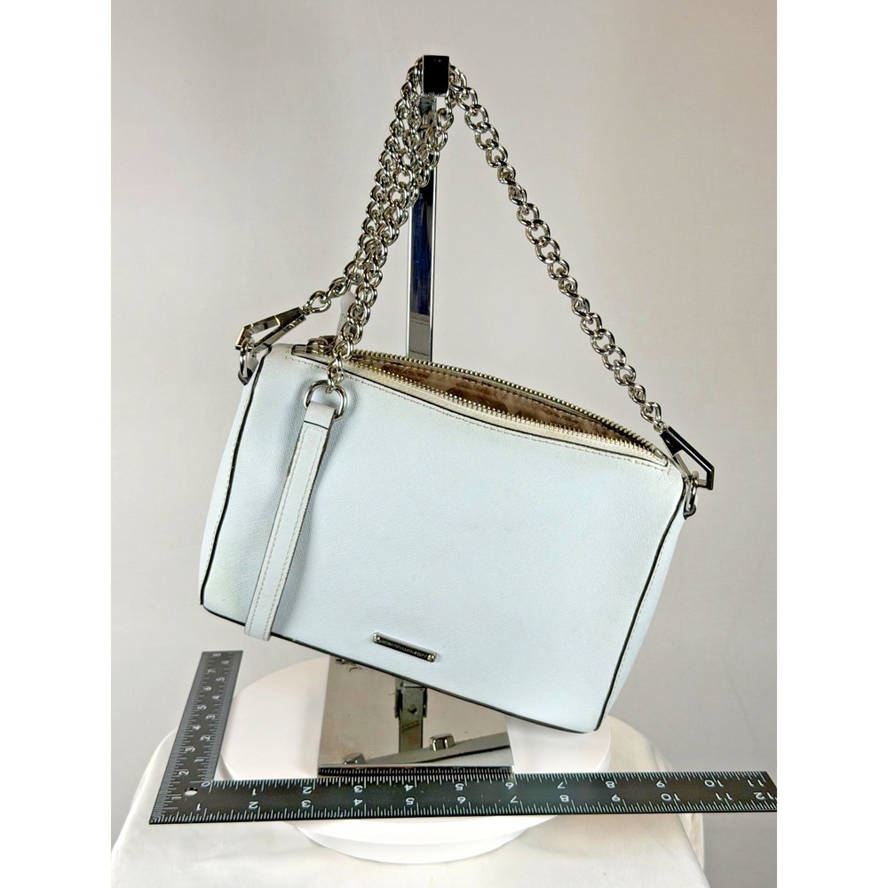 Rebecca Minkoff Light Gray Leather Chain Shoulder Bag – Excellent Condition